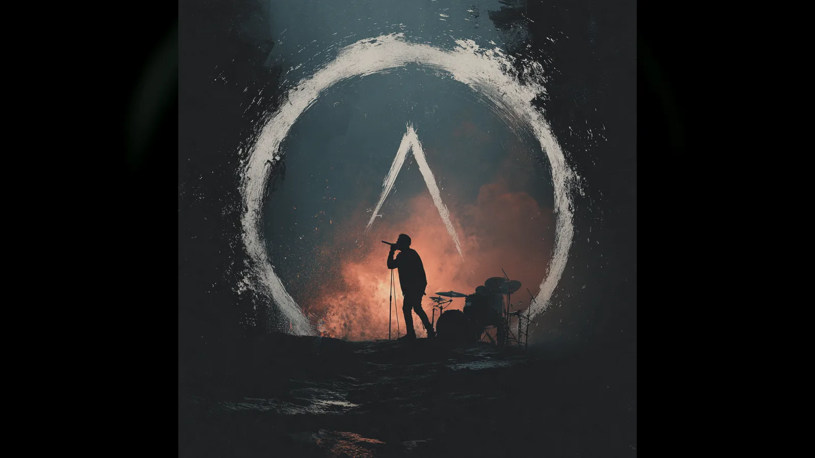 Astonish Outliers artwork: a silhouetted singer inside a painted ring